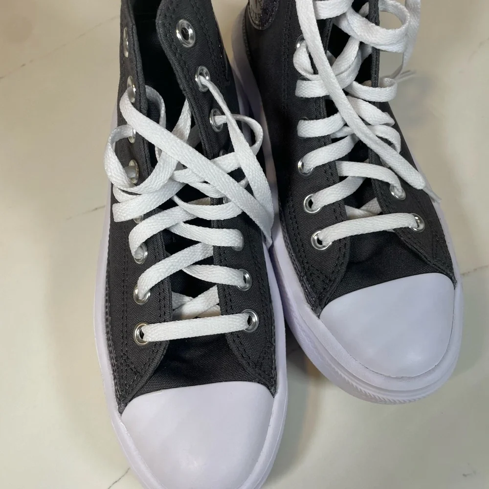 Converse Glitter Patch High-Tops Gray/White Kids Size 6 – Brand‎ New with Box